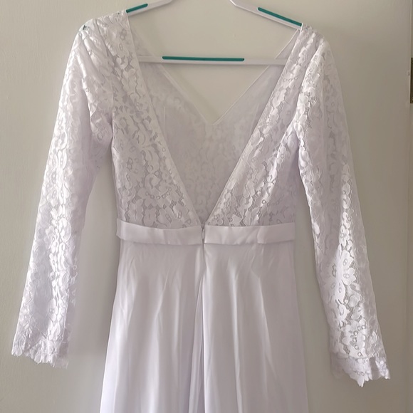 👰🏻♀️Boho V-neck A-line Long Sleeve Lace V-Back Wedding Dress👰🏻♀️NWT~4 - Picture 9 of 16